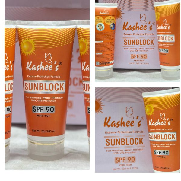 1 Pc Kashee’s Sunblock Spf 90 – Extreme Protection Formula | Fast Absorbing Water Resistant Uva, Uvb Protection 200ml