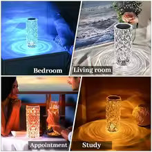 16‑Color LED Crystal Table Lamp – Touch & Remote, USB Rechargeable Diamond Atmosphere Light