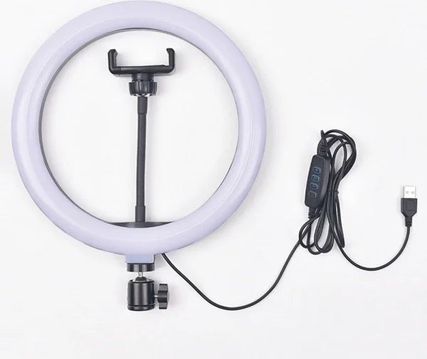 26cm Led Ring Light With Mobile Holder, 7ft Tripod Stand, 3 Light Colors, Dimmable Usb Selfie Ring Light For Videography And Photography
