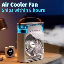 New 3‑in‑1 Mini Air Cooler — Fan · Humidifier · LED Night Light